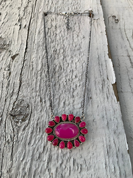 Pink Onyx & Agate Cluster necklace
