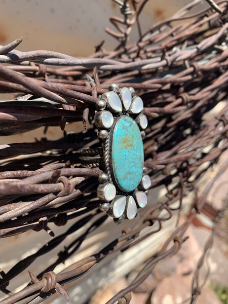 Adjustable Mother of Pearl & Turquoise ring