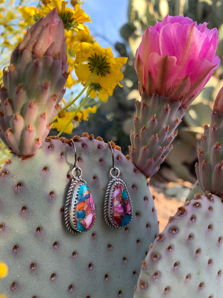 Dahlia Spiny Oyster & Turquoise earrings