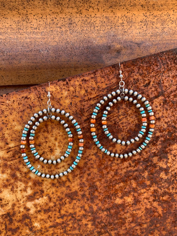 Navajo Pearl, Turquoise & Spiny earrings