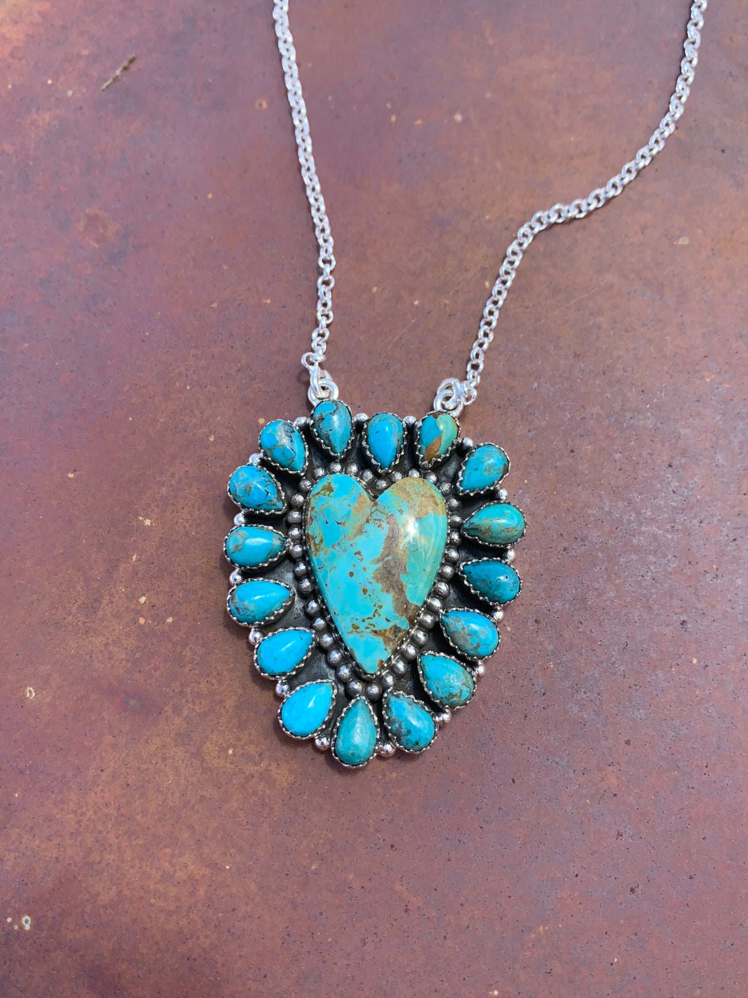 Heart of Turquoise Cluster necklace