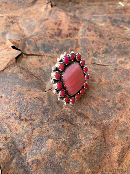 Pink Onyx & Agate Adjustable ring