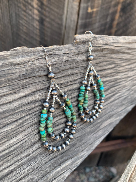Navajo Pearl & Turquoise Nugget earrings