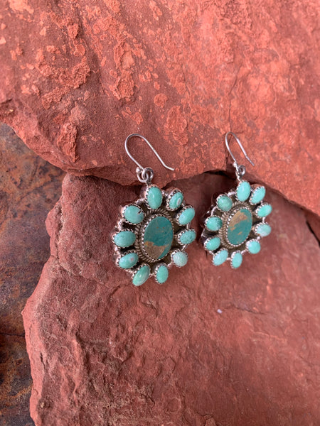 Green Variscite & Turquoise Cluster earrings
