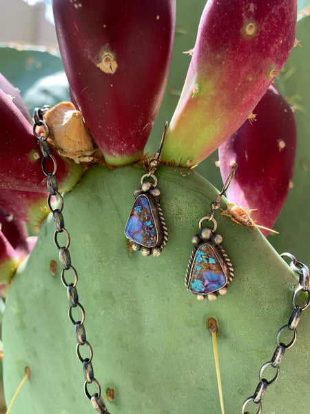 Lariat Purple Turquoise necklace & earring set