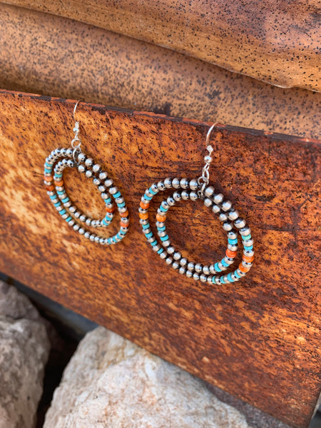 Navajo Pearl, Turquoise & Spiny earrings