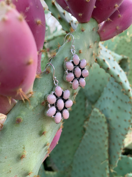 Pink Opal Cluster earrings