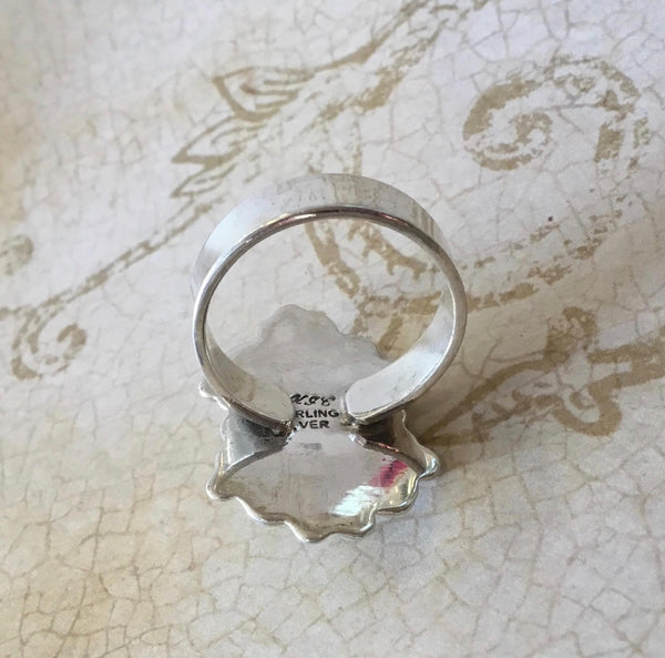 Number 8 Turquoise Floral ring size 9