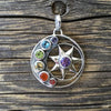 Multi-stone Chakra Pendant, sterling silver