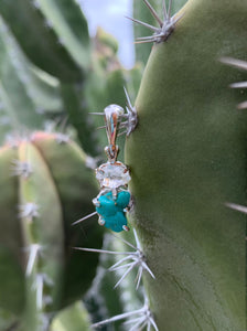 Turquoise and Herkimer Diamond pendant