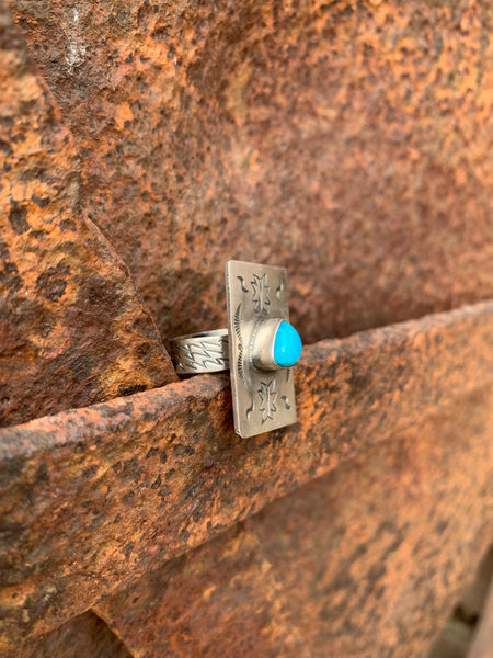 Adjustable Kingman Turquoise ring