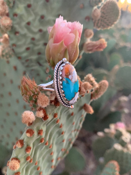 Spiny Oyster & Turquoise ring size 9 3/4