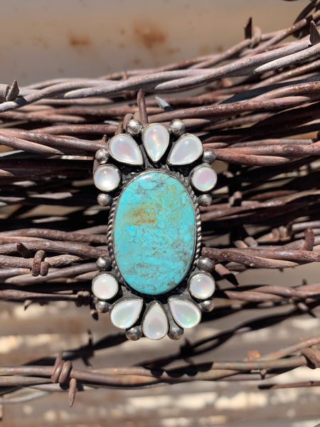 Adjustable Mother of Pearl & Turquoise ring