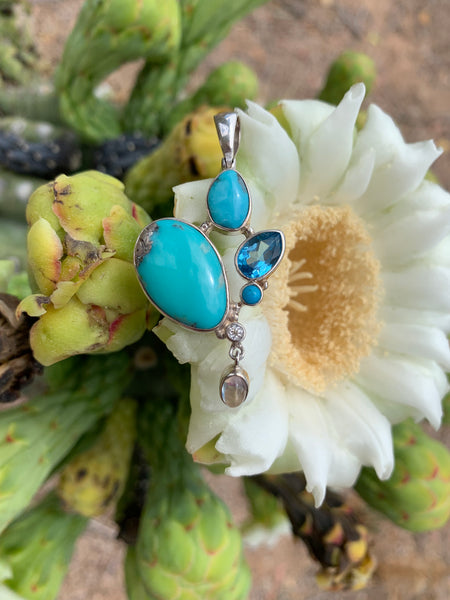 Turquoise and Topaz pendant