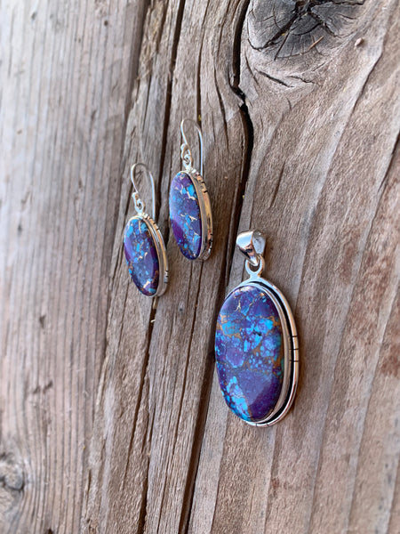 Purple Mohave Turquoise pendant & earring set
