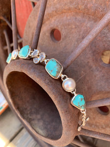 Turquoise, Pearl & Topaz Toggle bracelet