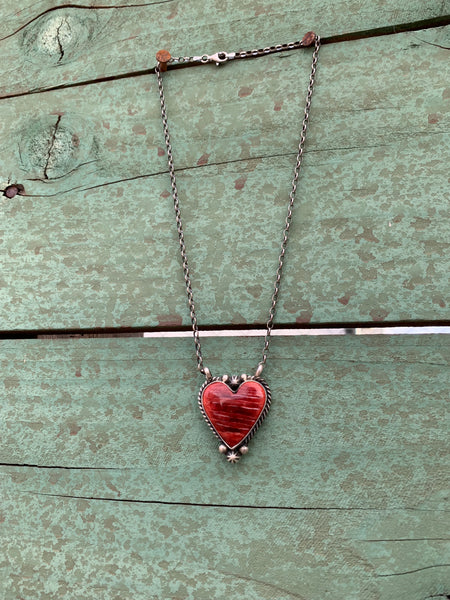 Heart of Red Spiny Oyster Shell necklace