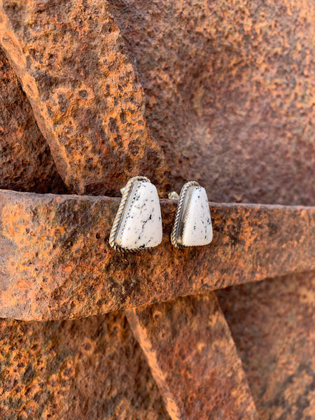 White Buffalo stud earrings