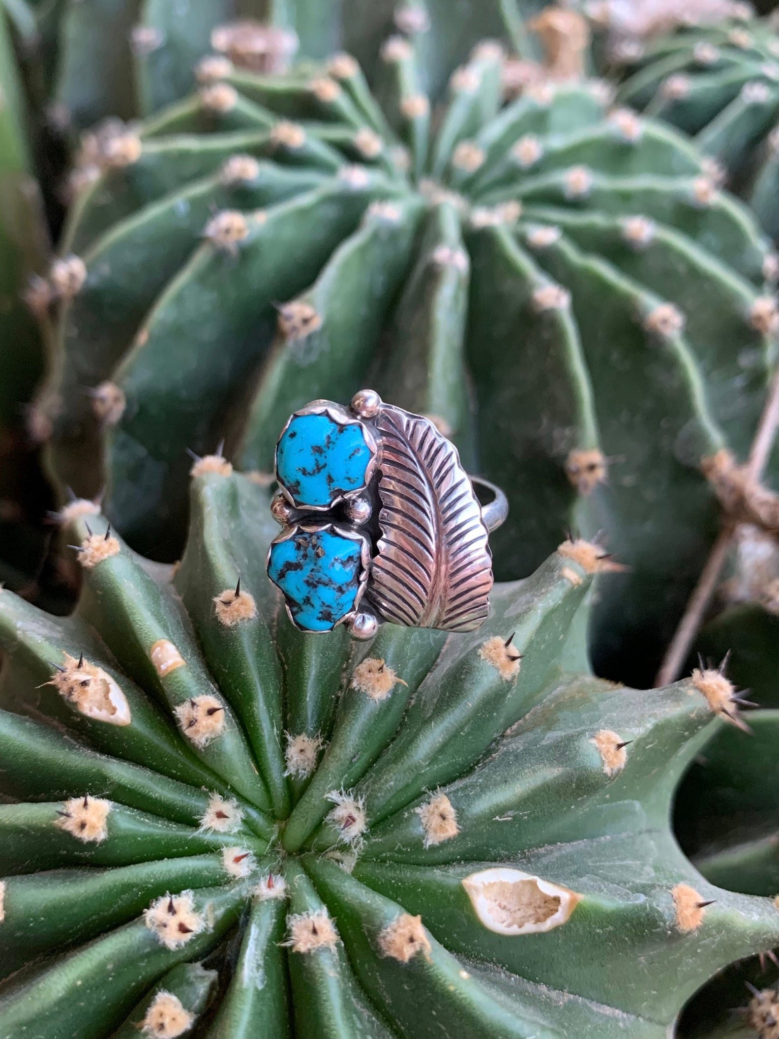 Sleeping Beauty Turquoise Double Nugget ring size 7 1/4