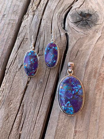 Purple Mohave Turquoise pendant & earring set