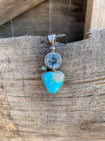 Turquoise and Blue Topaz pendant