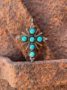 Cross of Kingman Turquoise Pendant