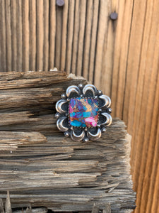 Turquoise & Spiny Oyster Shell Adjustable ring