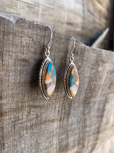 Marquise Spiny Oyster & Turquoise earrings