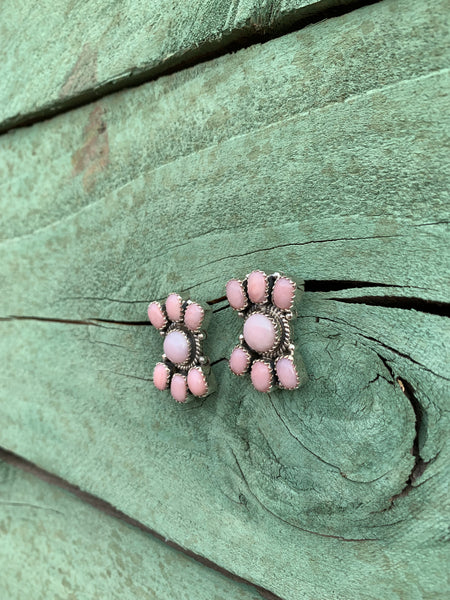 Pink Opal Cluster Post earrings