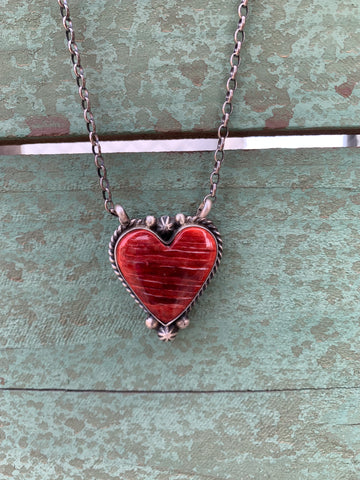 Heart of Red Spiny Oyster Shell necklace