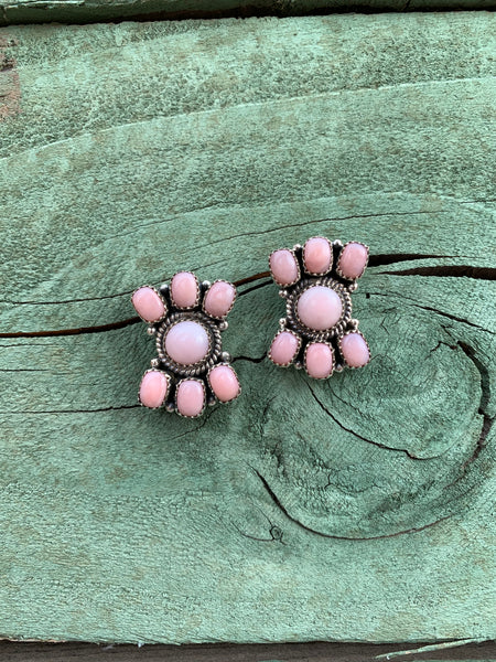 Pink Opal Cluster Post earrings