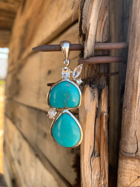Turquoise, Pearl and Topaz pendant