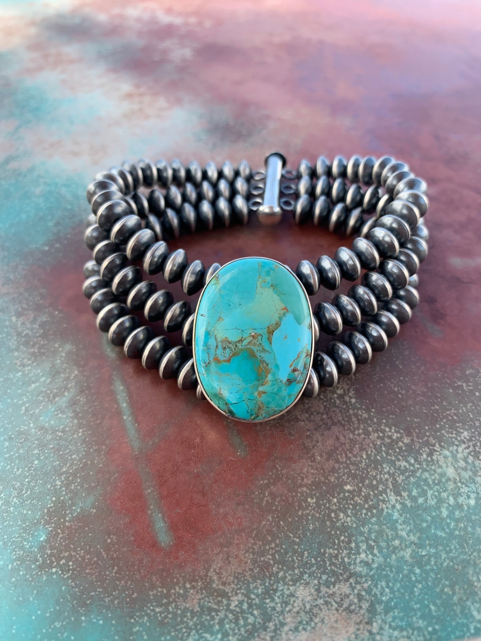 Kingman Turquoise 7 inch Link bracelet