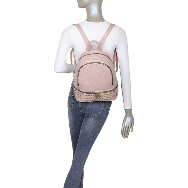 Studded Backpack & Wristlet Set in Tan