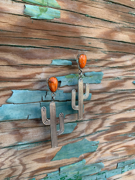 Cactus Post earrings in Orange Spiny