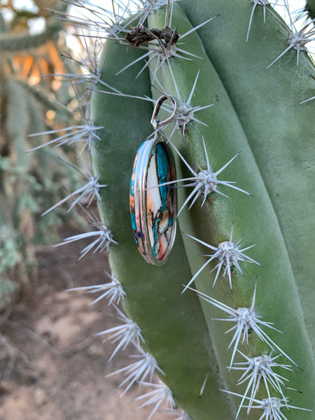 Oval Spiny Oyster & Turquoise Pendant