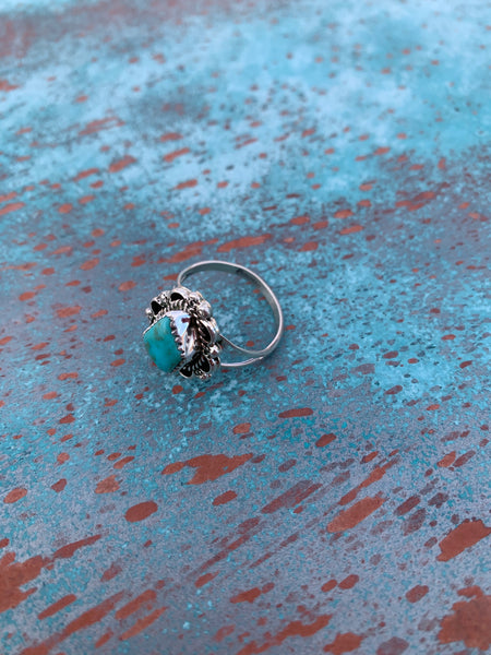 Kingman Turquoise Scalloped ring size 7 1/2