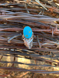 Floral Kingman Turquoise ring size 8