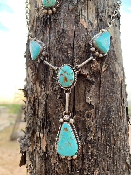 Kingman Turquoise Lariat necklace & earring  set