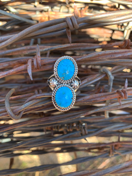 Double Kingman Turquoise ring size 7 1/2