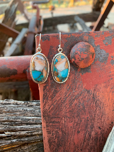 Spiny Oyster & Turquoise earrings