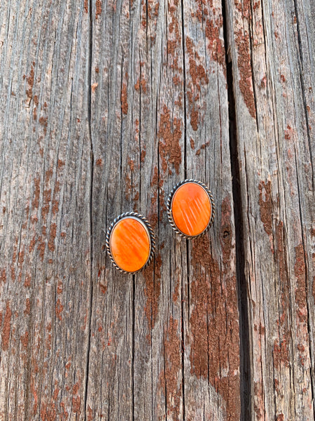 Orange Spiny Post earrings