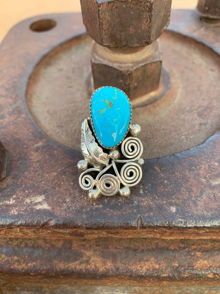 Swirls & Kingman Turquoise ring size 8 1/2