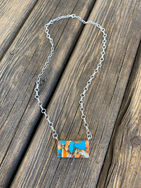 Large Spiny Oyster & Turquoise Bar necklace