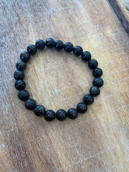 Golden Black Obsidian Beaded Bracelet