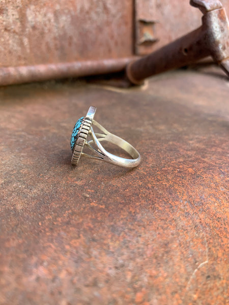 Kingman Spiderweb Turquoise ring size 7 1/2