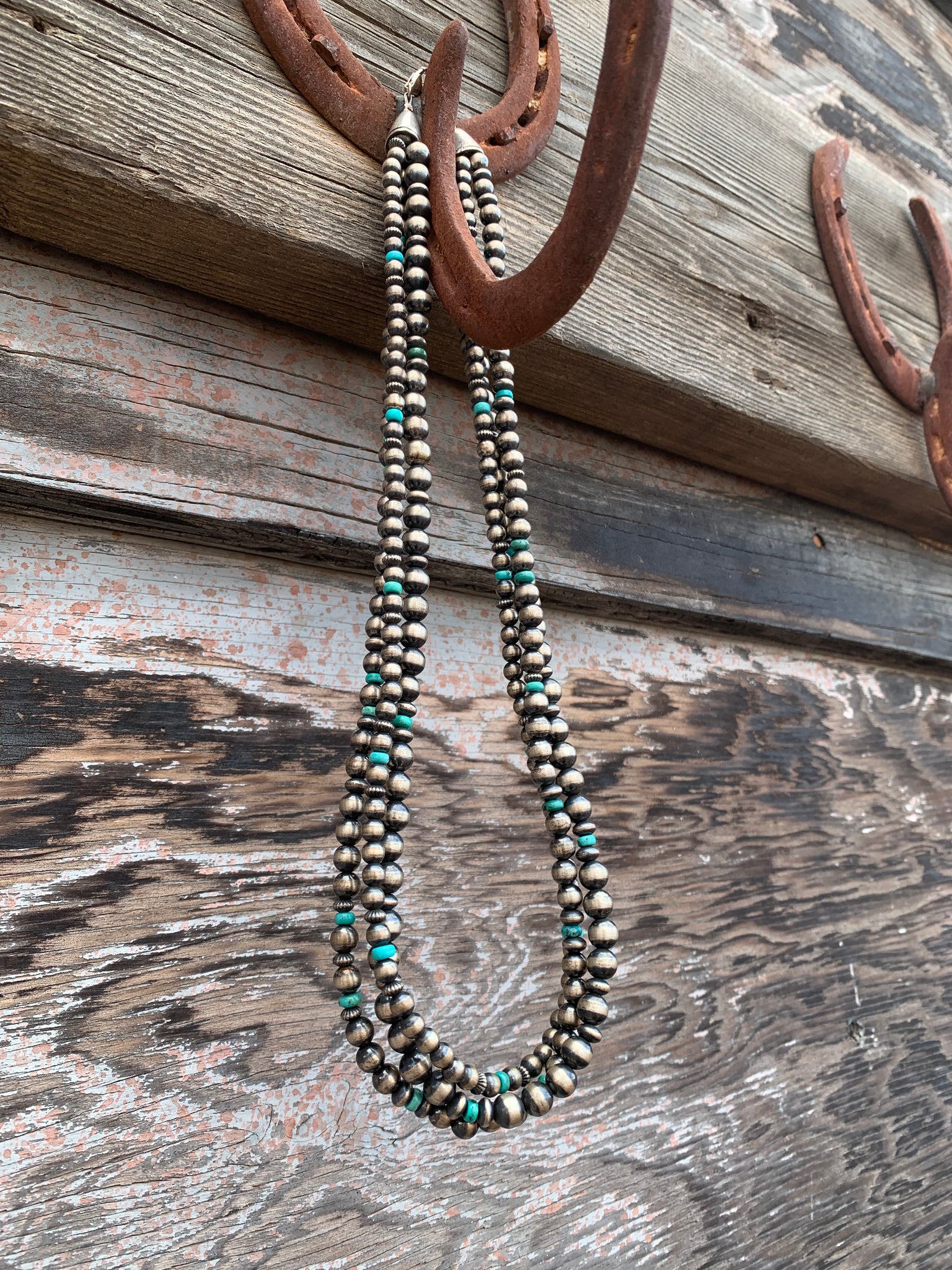 Layered Navajo Pearl & Turquoise necklace