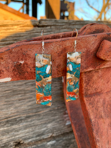 Turquoise & Spiny Oyster Slab earring