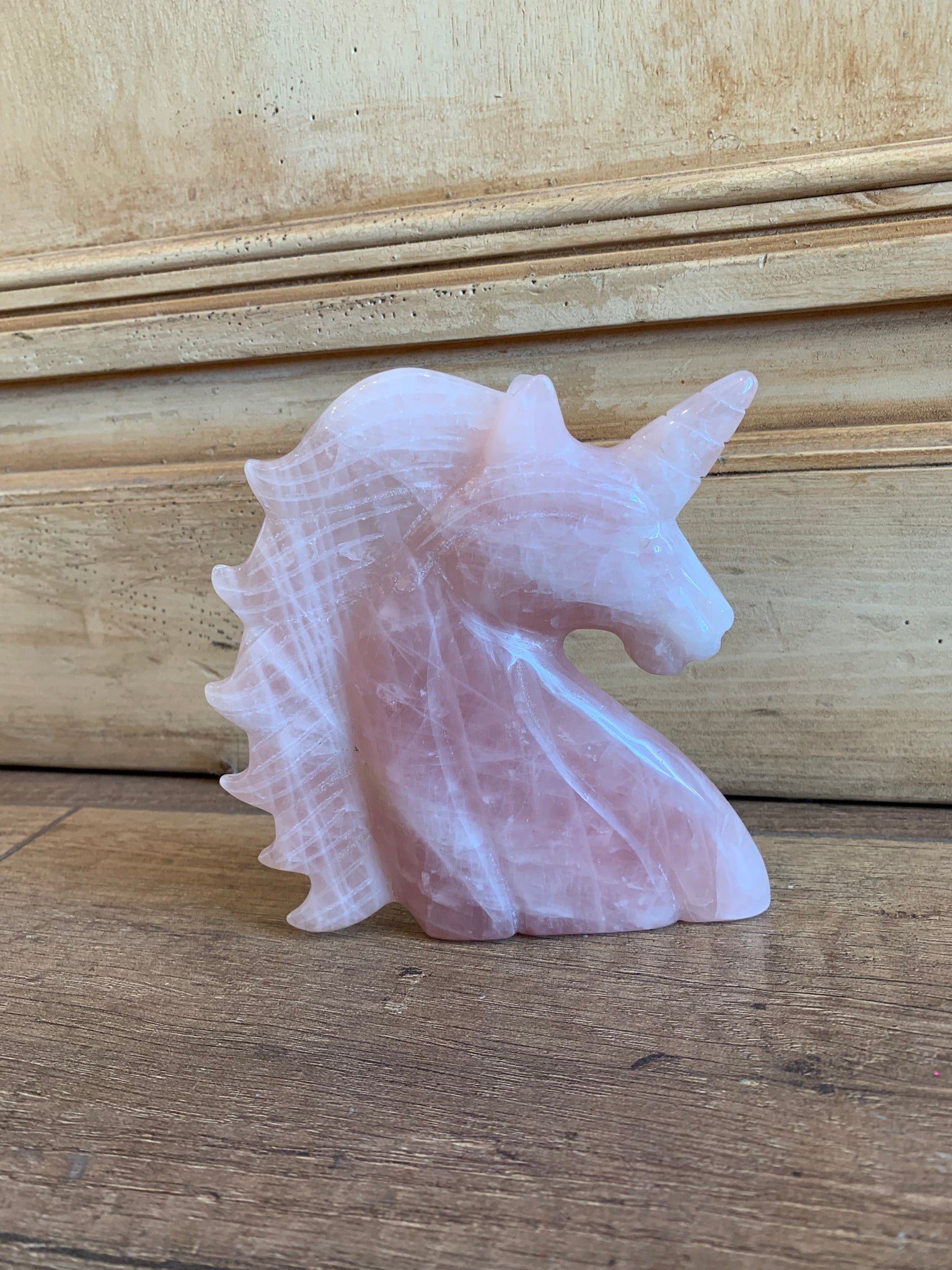 Rose Quartz Gemstone Carved Unicorn