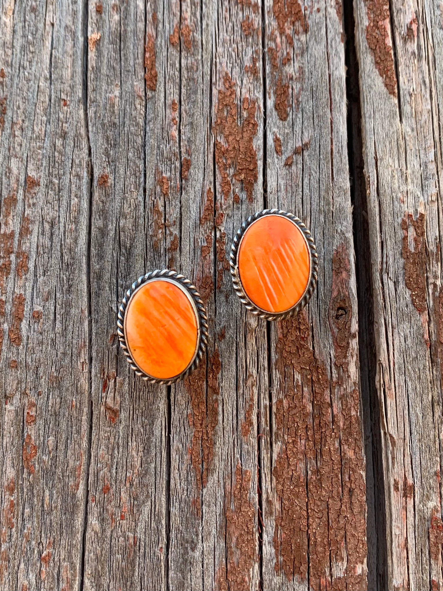 Orange Spiny Post earrings